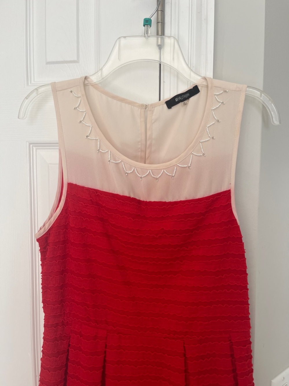 41 Hawthorn Red and Cream Midi Dress